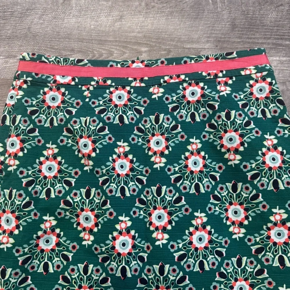 Boden Green Floral Pencil Skirt Lined Womens Petites Sz. 6P